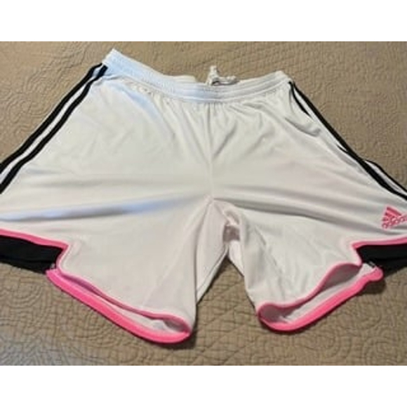Addas Shorts size Large white with pink trim longer length - Picture 1 of 2